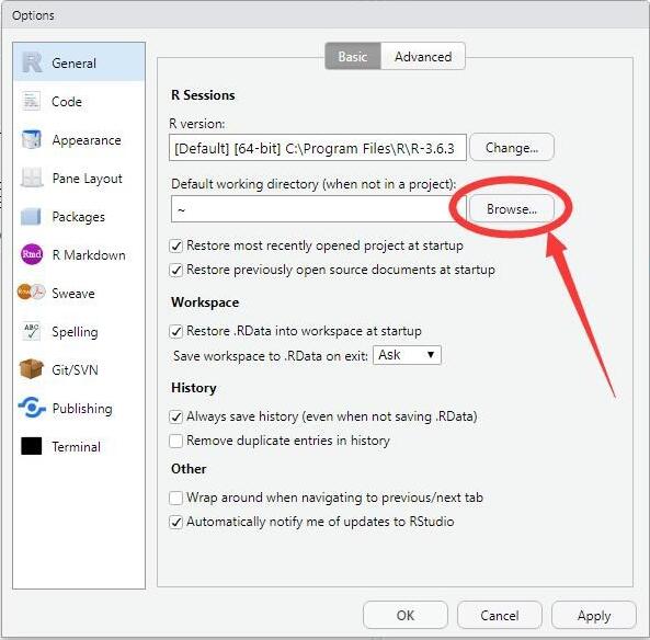 RStudio怎么设置默认工作目录